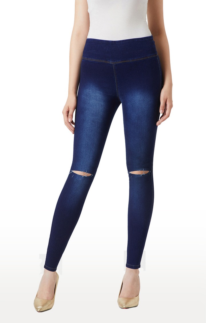 MISS CHASE | Women's Blue Ripped Jeggings