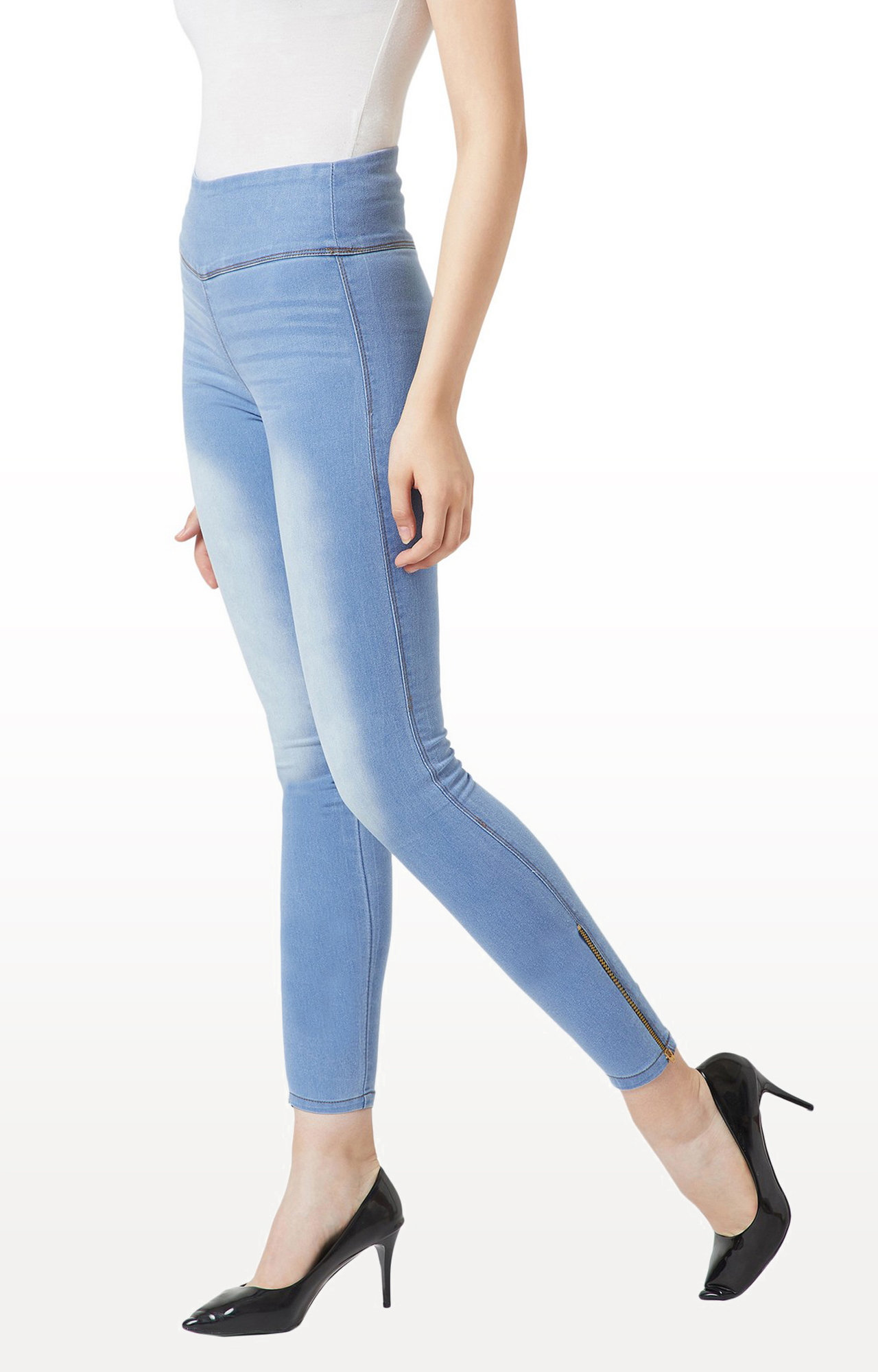 Women's Blue Solid Jeggings