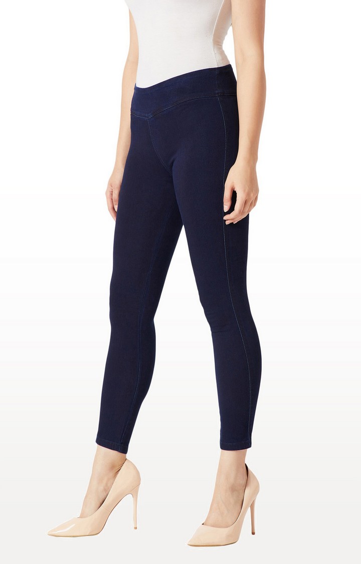 Women's Blue Solid Jeggings