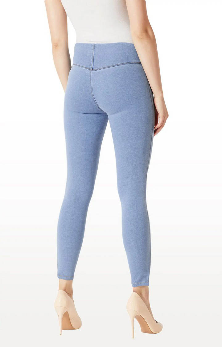 Women's Blue Solid Jeggings