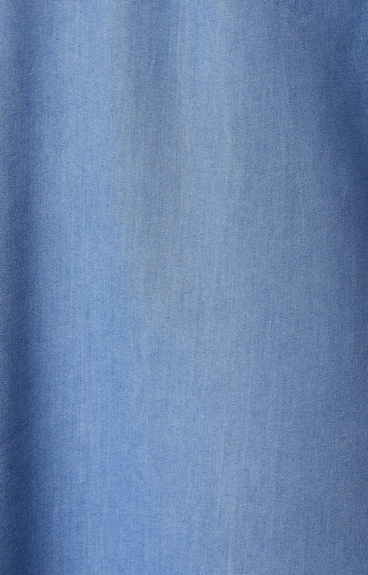 Women's Blue Denim SolidCasualwear Shift Dress