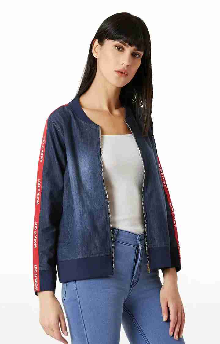 MISS CHASE | Women's Blue Denim SolidCasualwear Denim Jackets