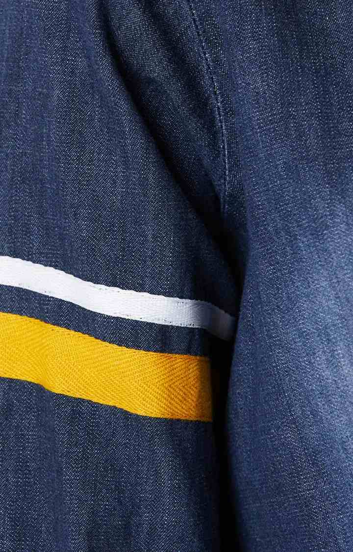 Women's Blue Denim SolidCasualwear Varsity Jackets