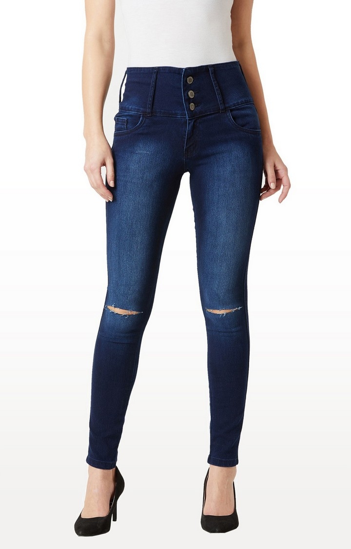 Women's Blue Ripped Ripped Jeans