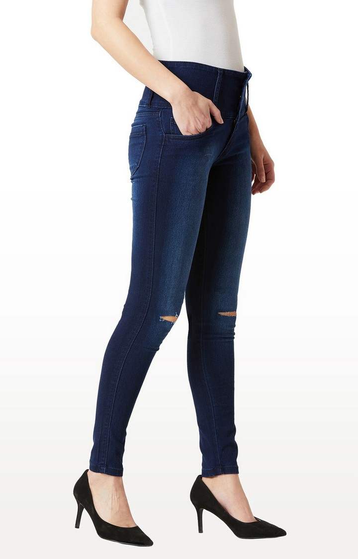 Women's Blue Ripped Ripped Jeans