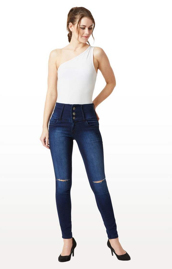 Women's Blue Ripped Ripped Jeans