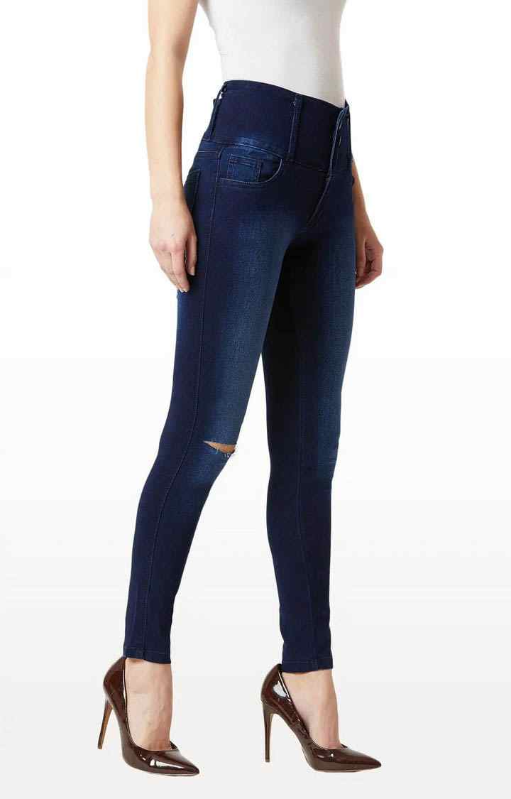 Women's Blue Ripped Ripped Jeans