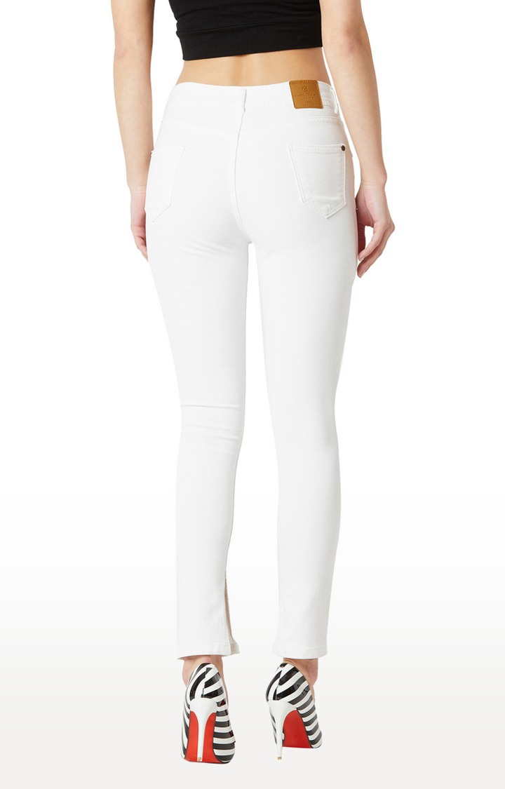 Women's White Solid Skinny Jeans