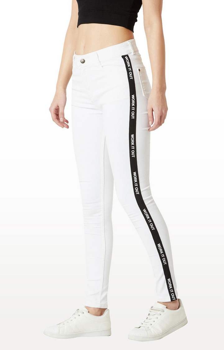 Women's White Solid Skinny Jeans