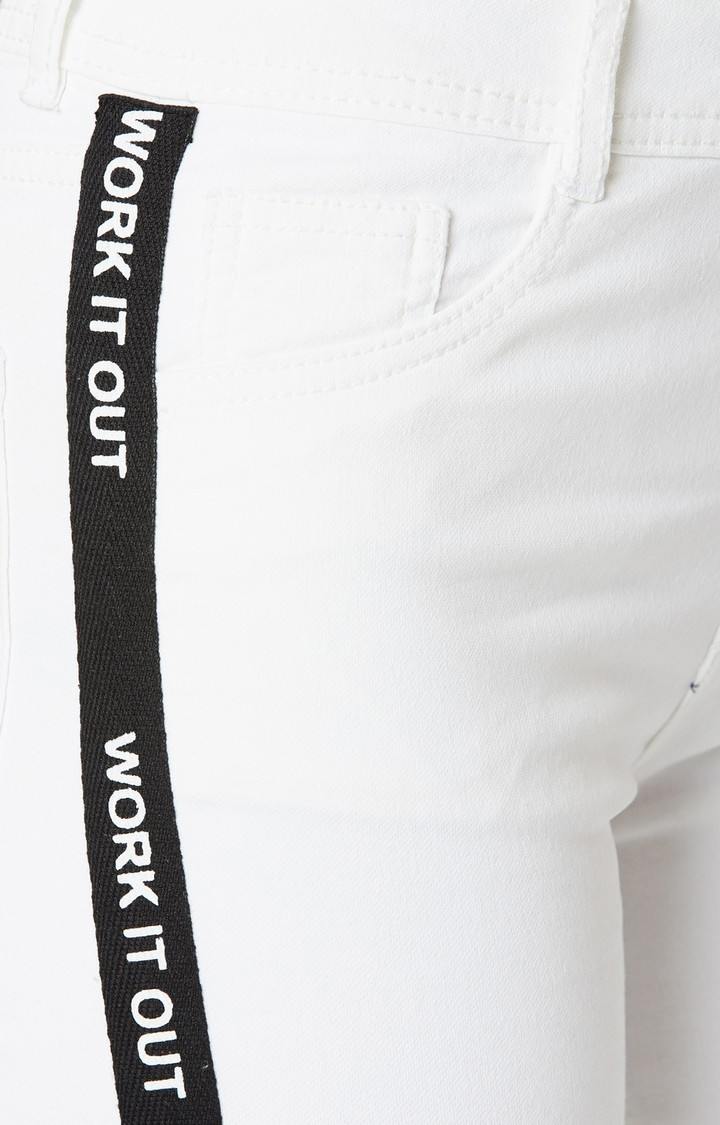 Women's White Solid Skinny Jeans
