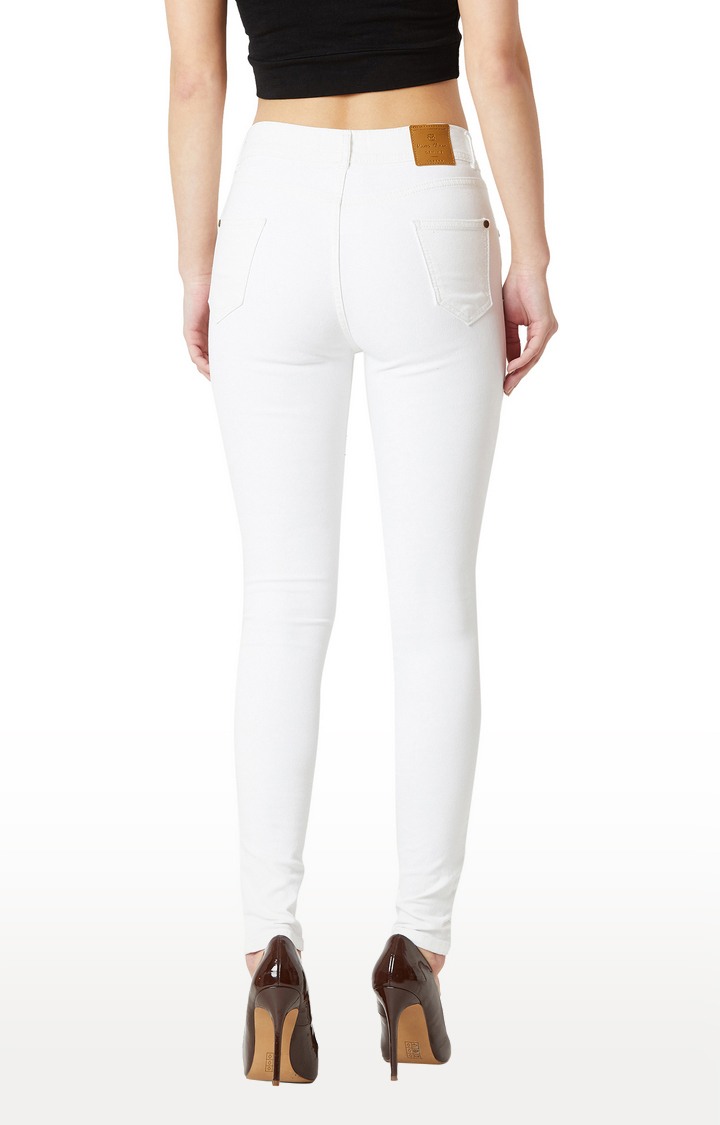 Women's White Printed Skinny Jeans