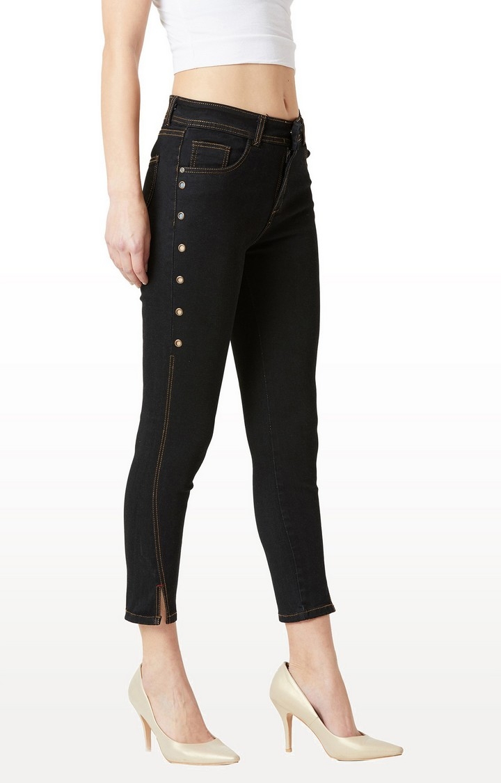 MISS CHASE | Women's Black Solid Capris