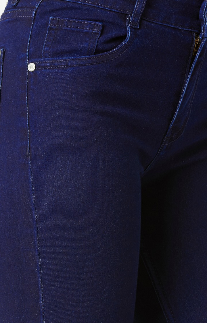 Women's Blue Solid Skinny Jeans