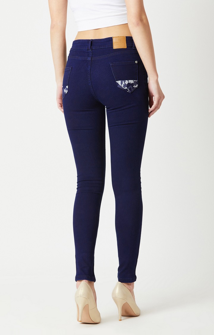 Women's Blue Solid Skinny Jeans
