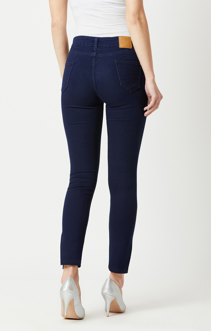 Women's Blue Solid Skinny Jeans