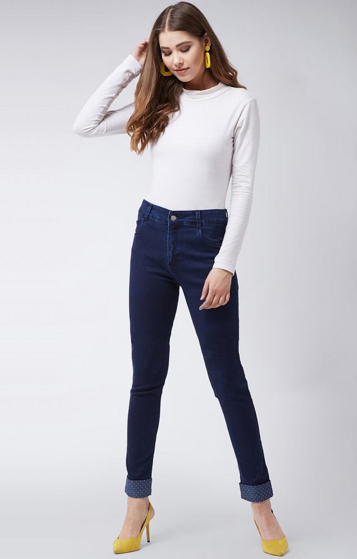 Women's Blue Solid Slim Jeans