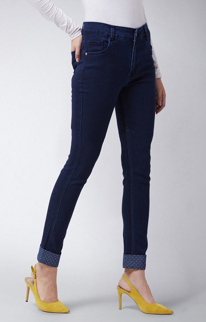 Women's Blue Solid Slim Jeans