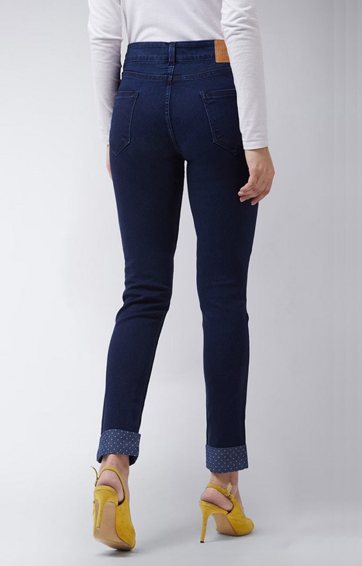 Women's Blue Solid Slim Jeans