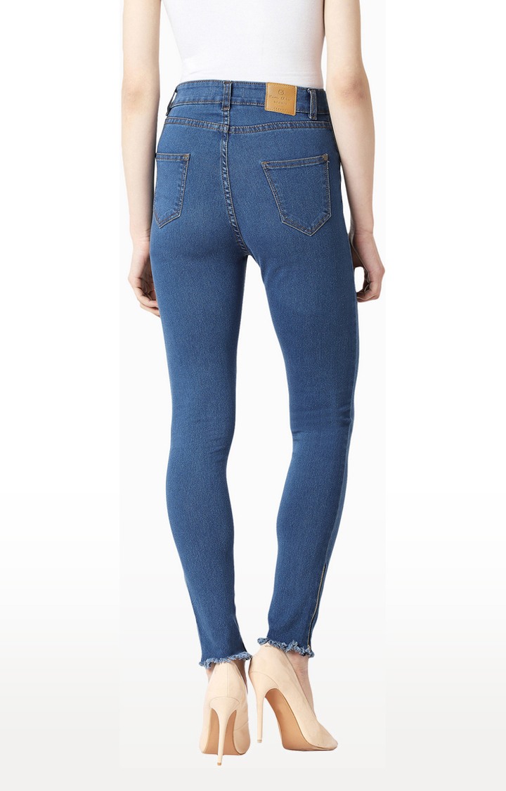 Women's Blue Solid Skinny Jeans