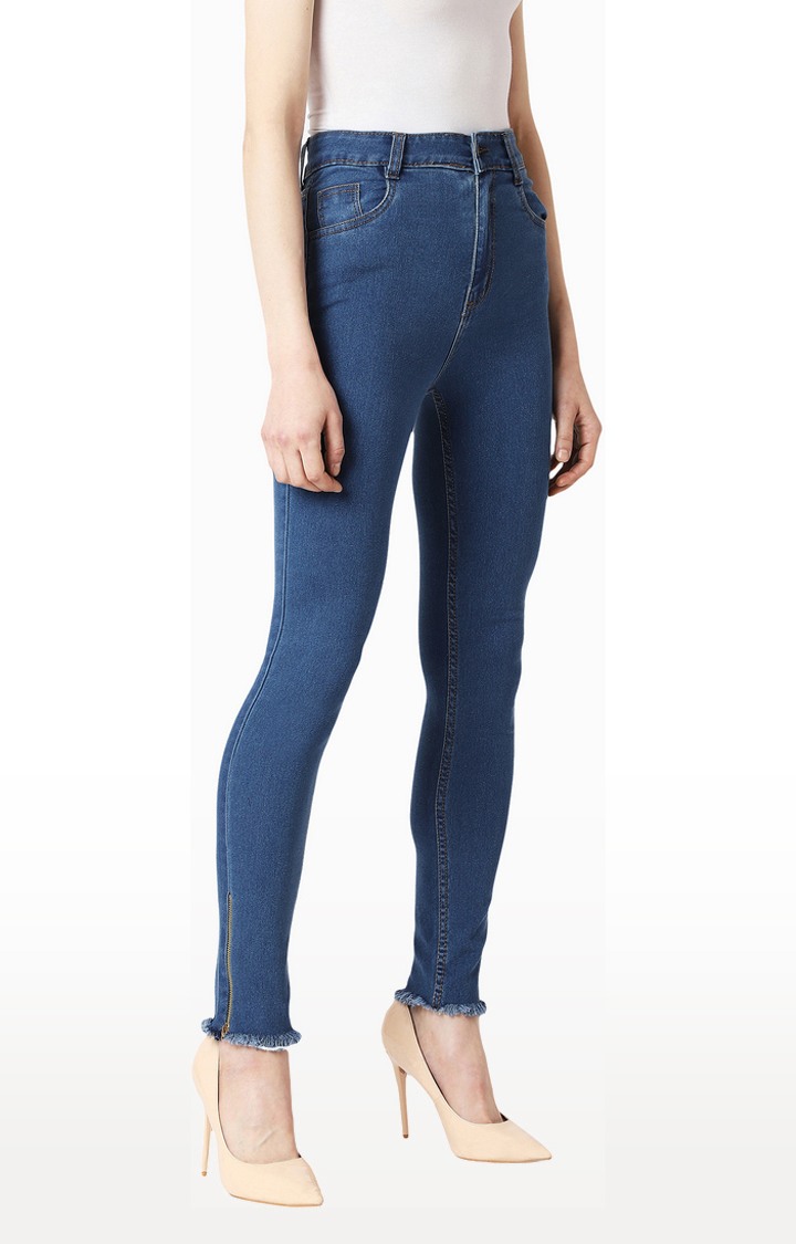 Women's Blue Solid Skinny Jeans