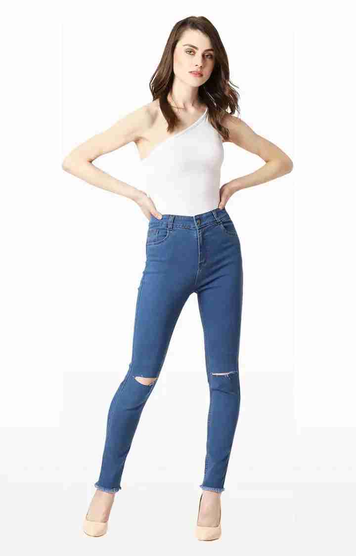 Women's Blue Ripped Ripped Jeans