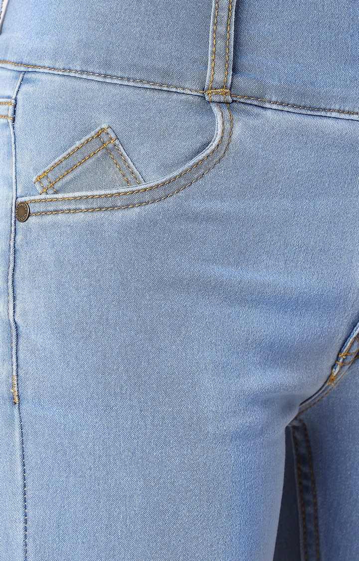 Women's Blue Solid Skinny Jeans
