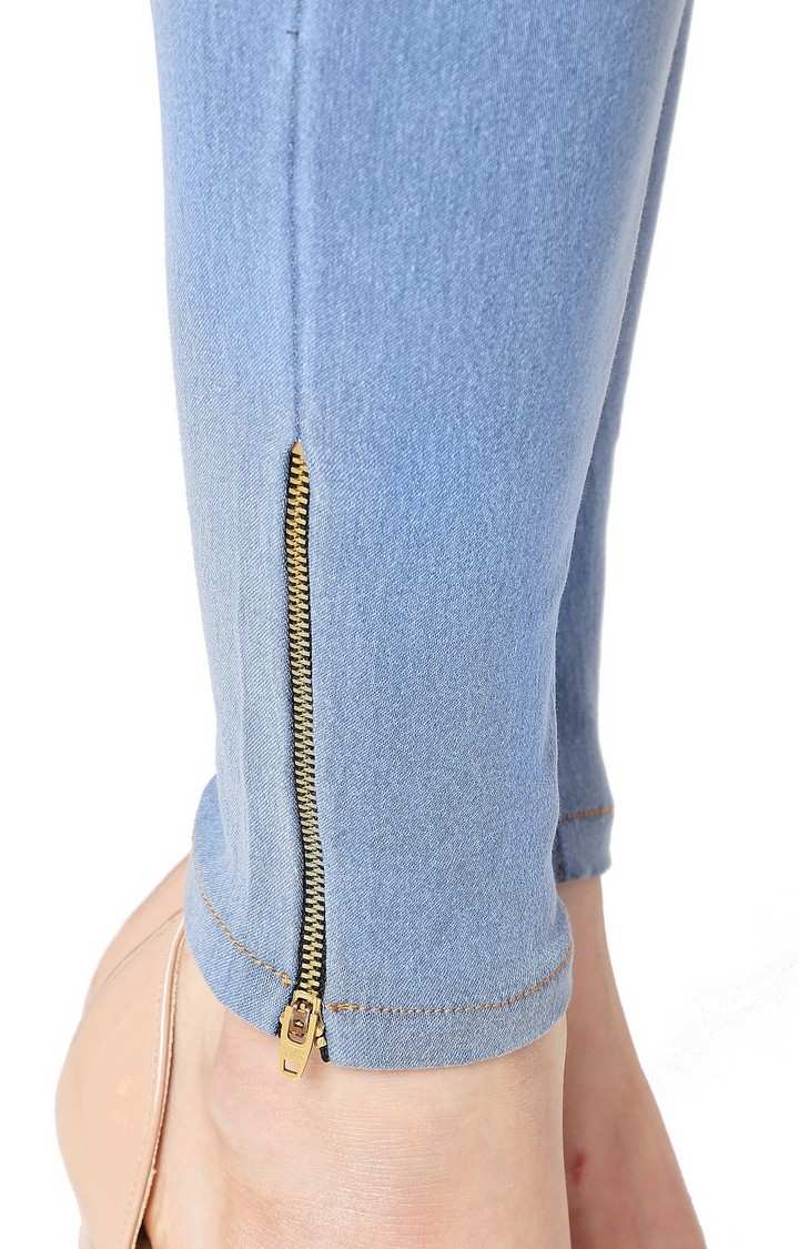Women's Blue Solid Skinny Jeans