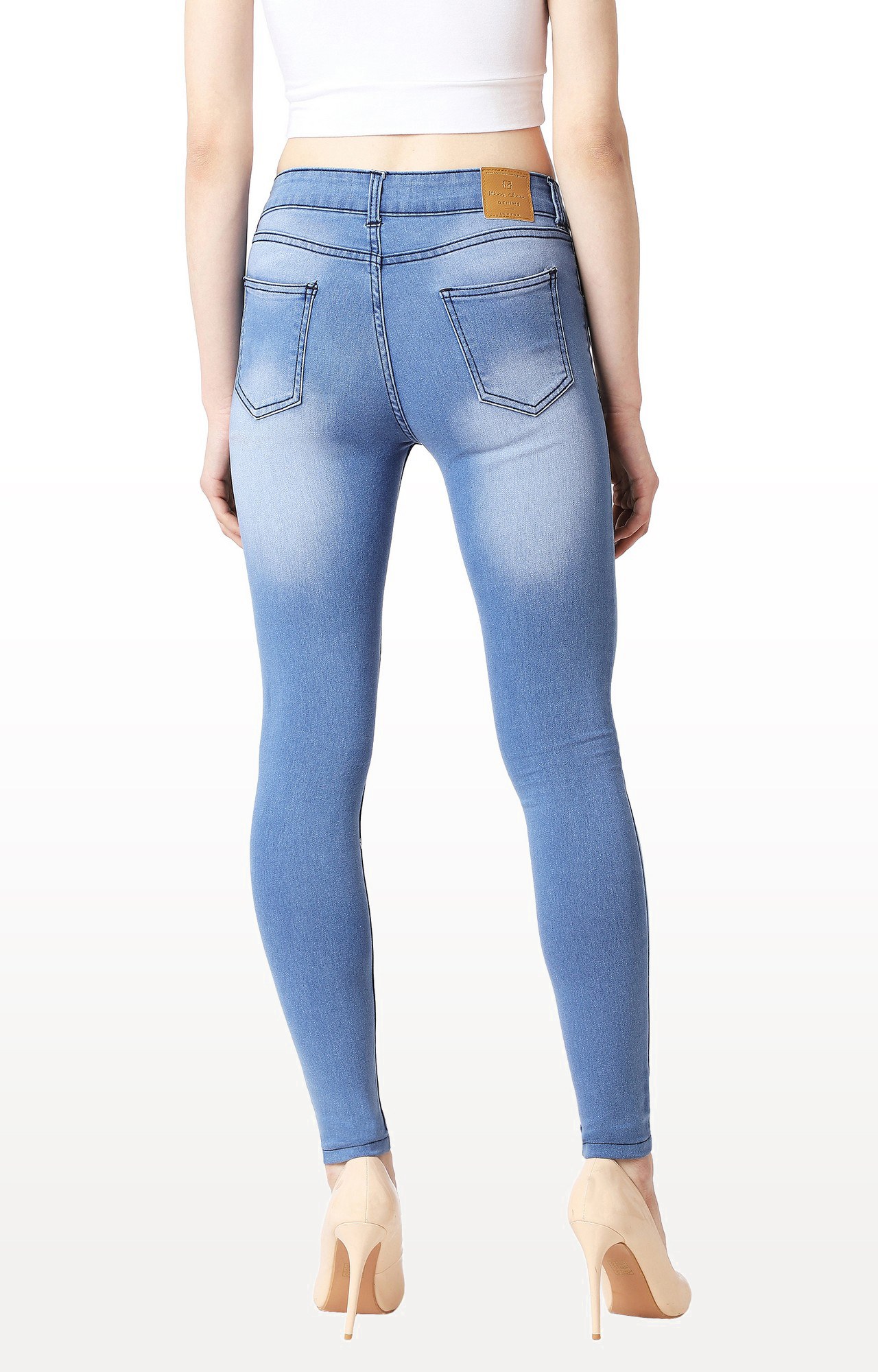 Women's Blue Solid Ripped Jeans
