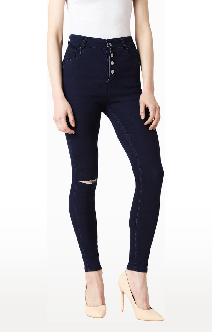 MISS CHASE | Women's Blue Ripped Ripped Jeans 2