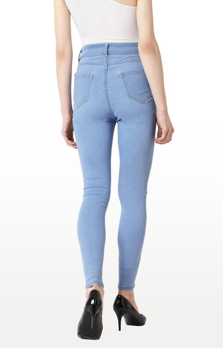 Women's Blue Solid Skinny Jeans