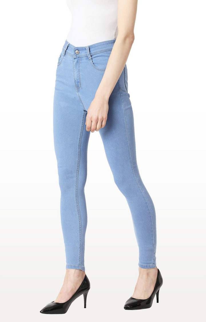 Women's Blue Solid Skinny Jeans