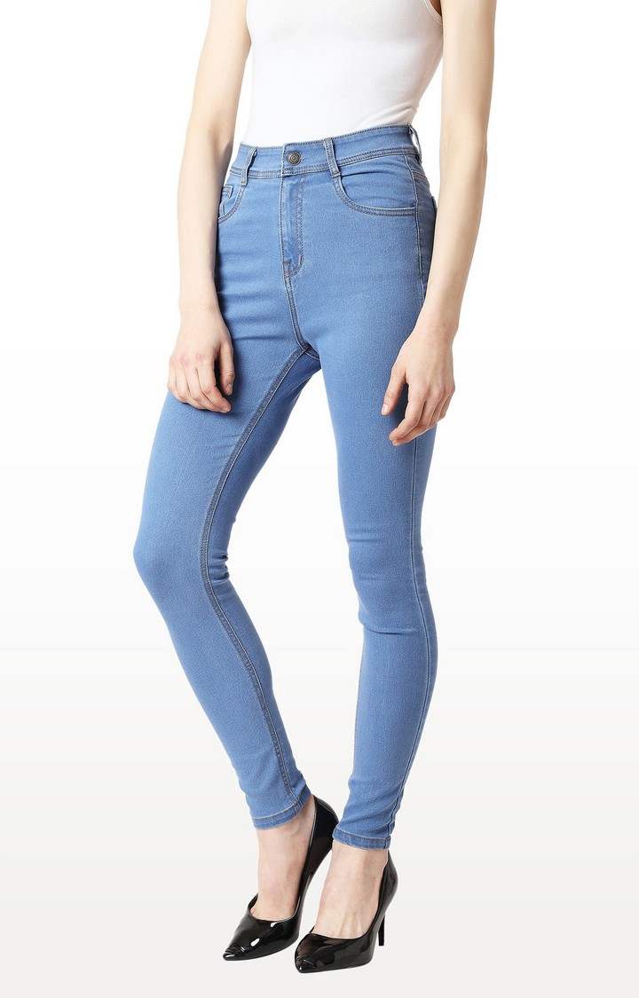 Women's Blue Solid Skinny Jeans