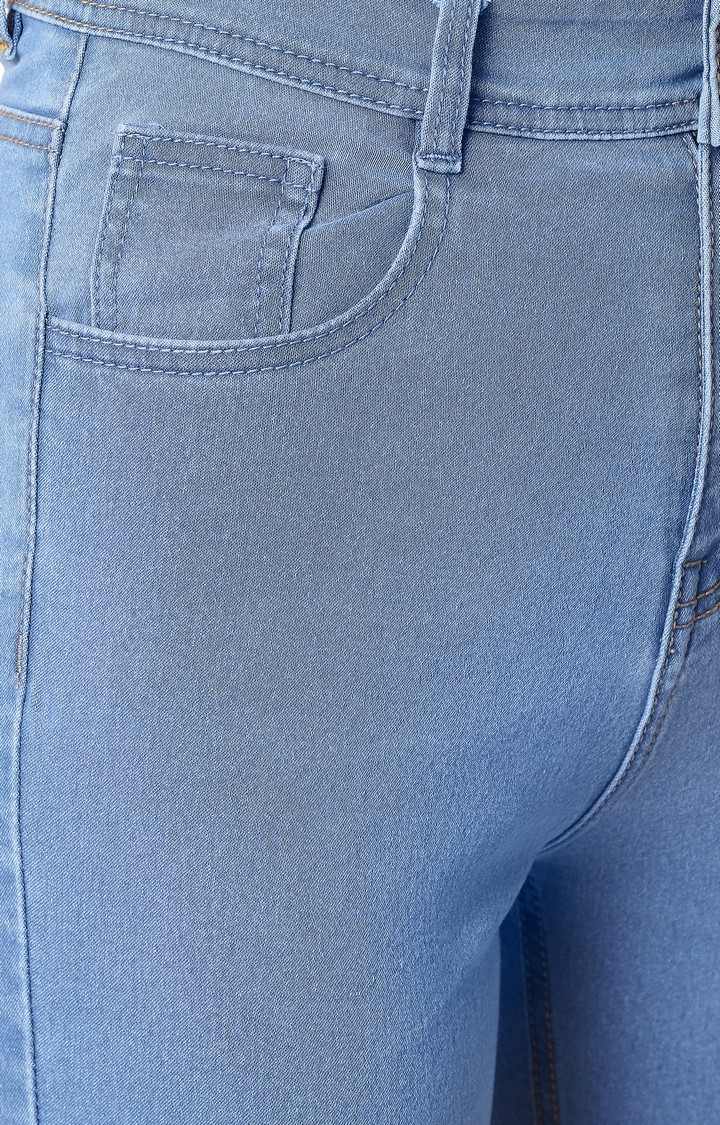 Women's Blue Solid Skinny Jeans