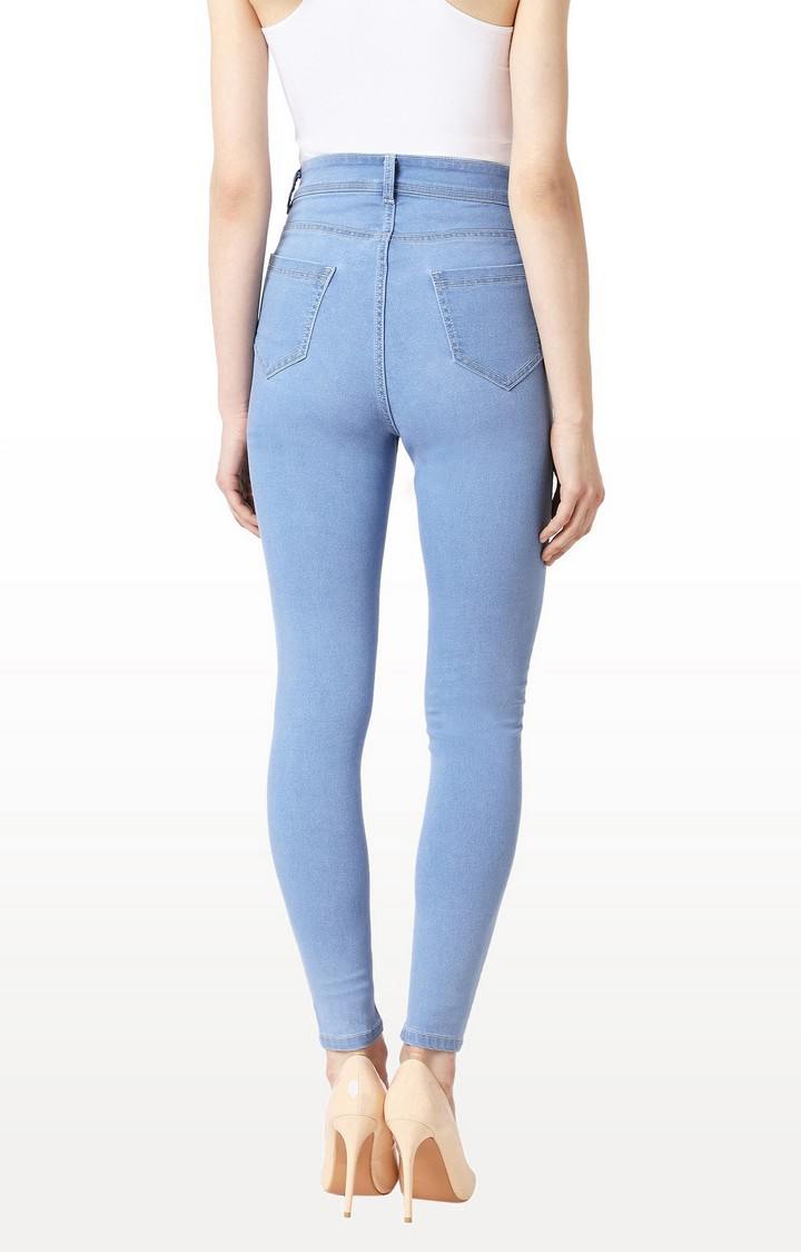 Women's Blue Solid Skinny Jeans