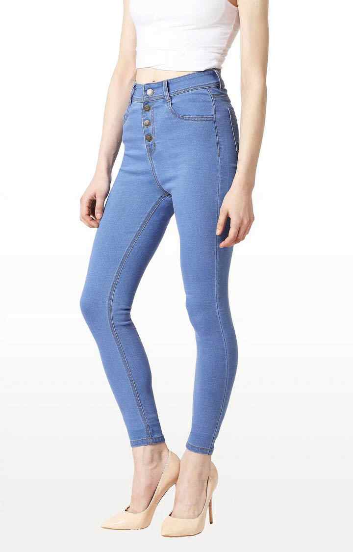 Women's Blue Solid Skinny Jeans