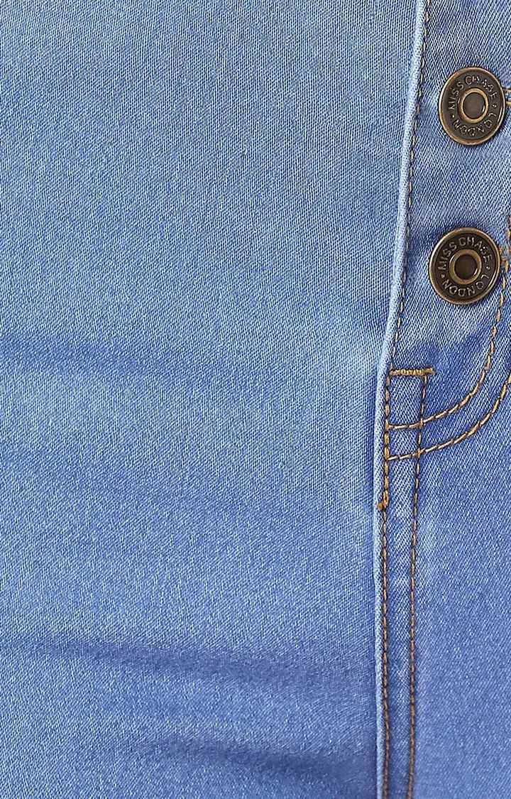 Women's Blue Solid Skinny Jeans