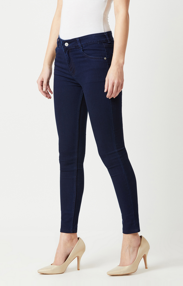 Women's Blue Solid Skinny Jeans