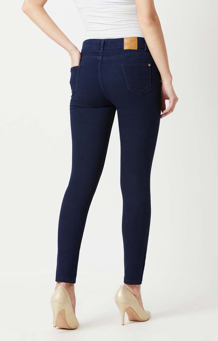 Women's Blue Solid Skinny Jeans