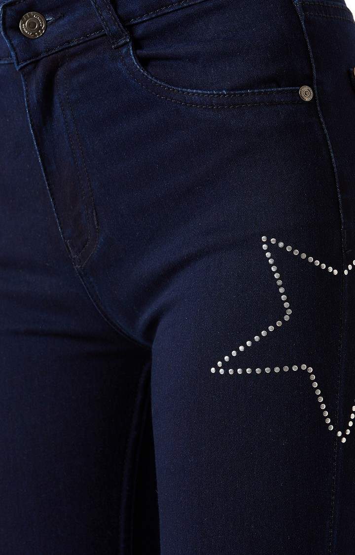 Women's Blue Solid Skinny Jeans