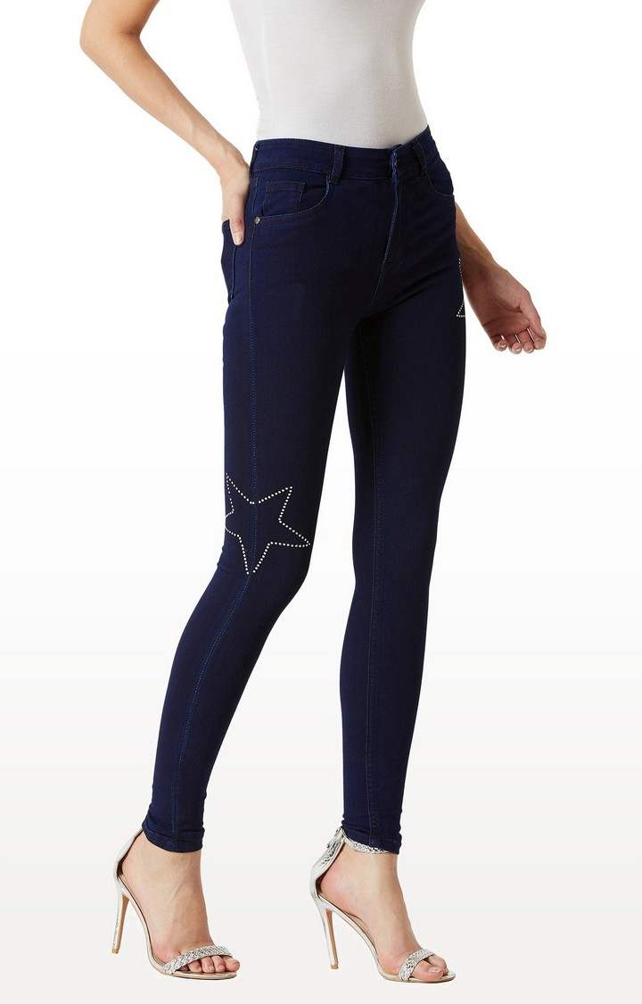 Women's Blue Solid Skinny Jeans