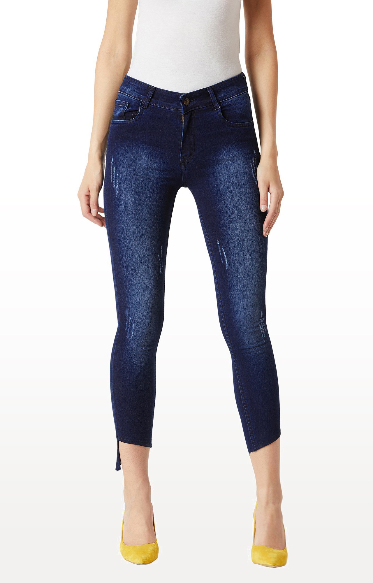 MISS CHASE | Women's Blue Solid Skinny Jeans