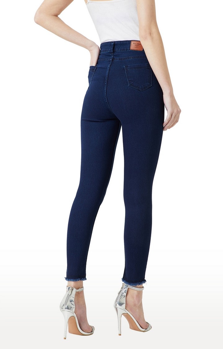 Women's Blue Solid Skinny Jeans