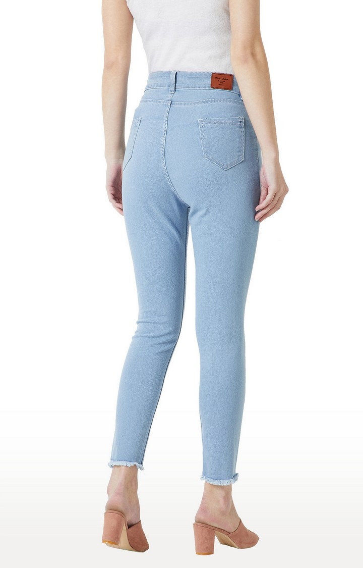 Women's Blue Solid Skinny Jeans