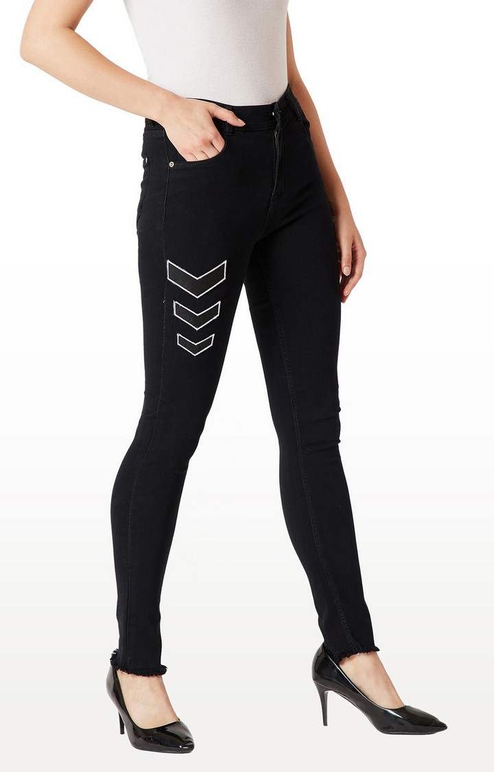Women's Black Solid Skinny Jeans