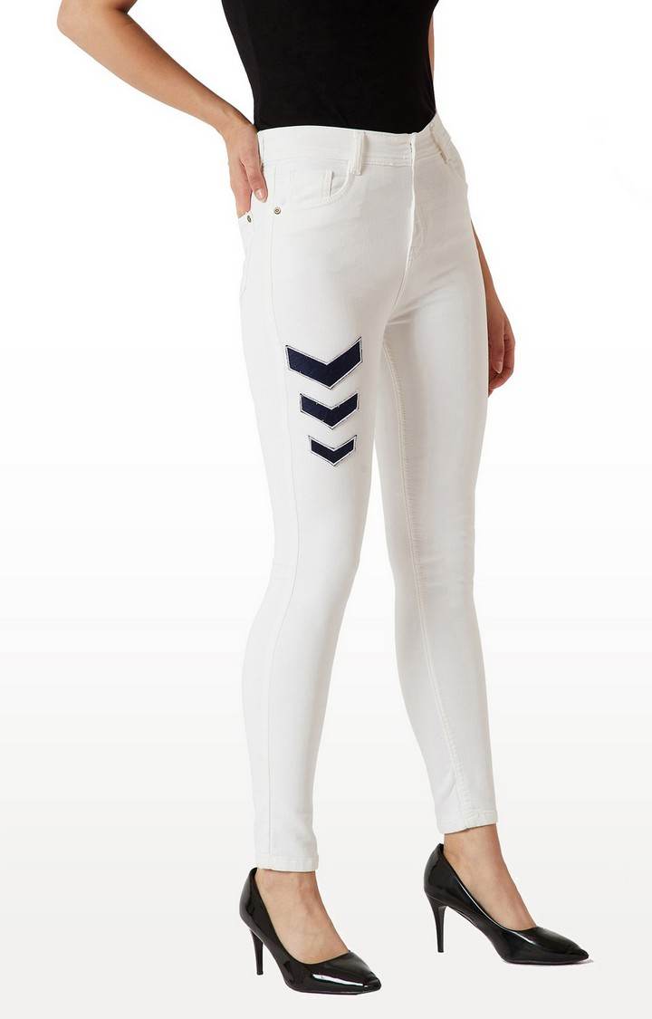 Women's White Solid Skinny Jeans