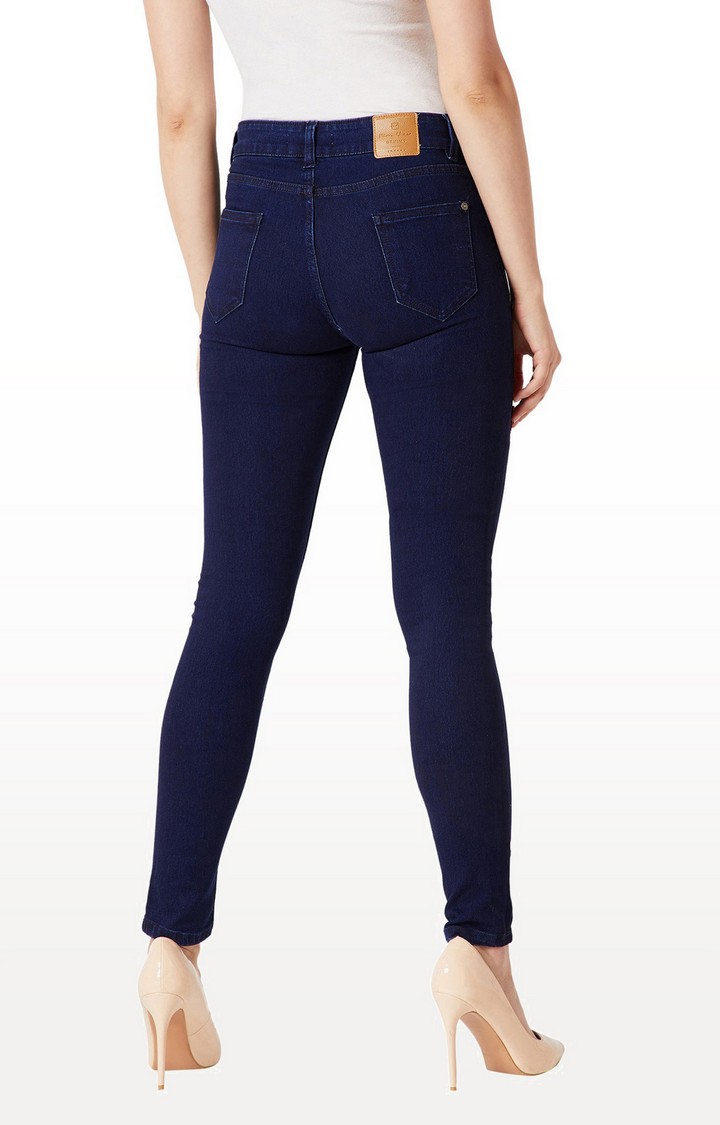 Women's Blue Solid Skinny Jeans