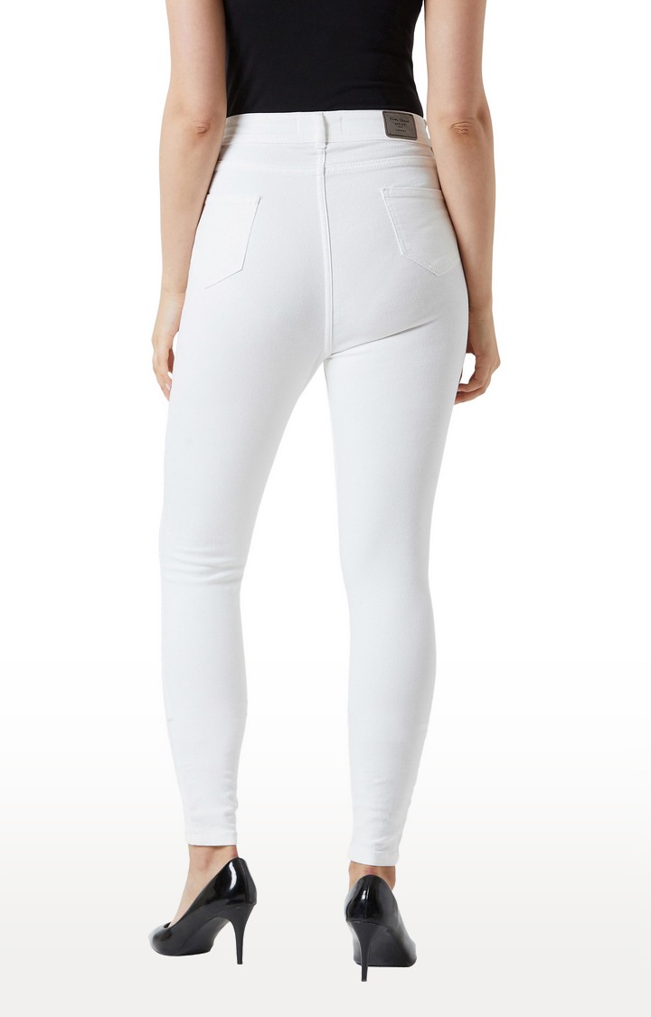 Women's White Solid Skinny Jeans