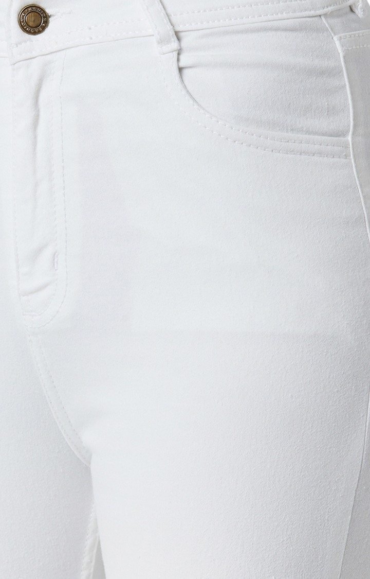 Women's White Solid Skinny Jeans