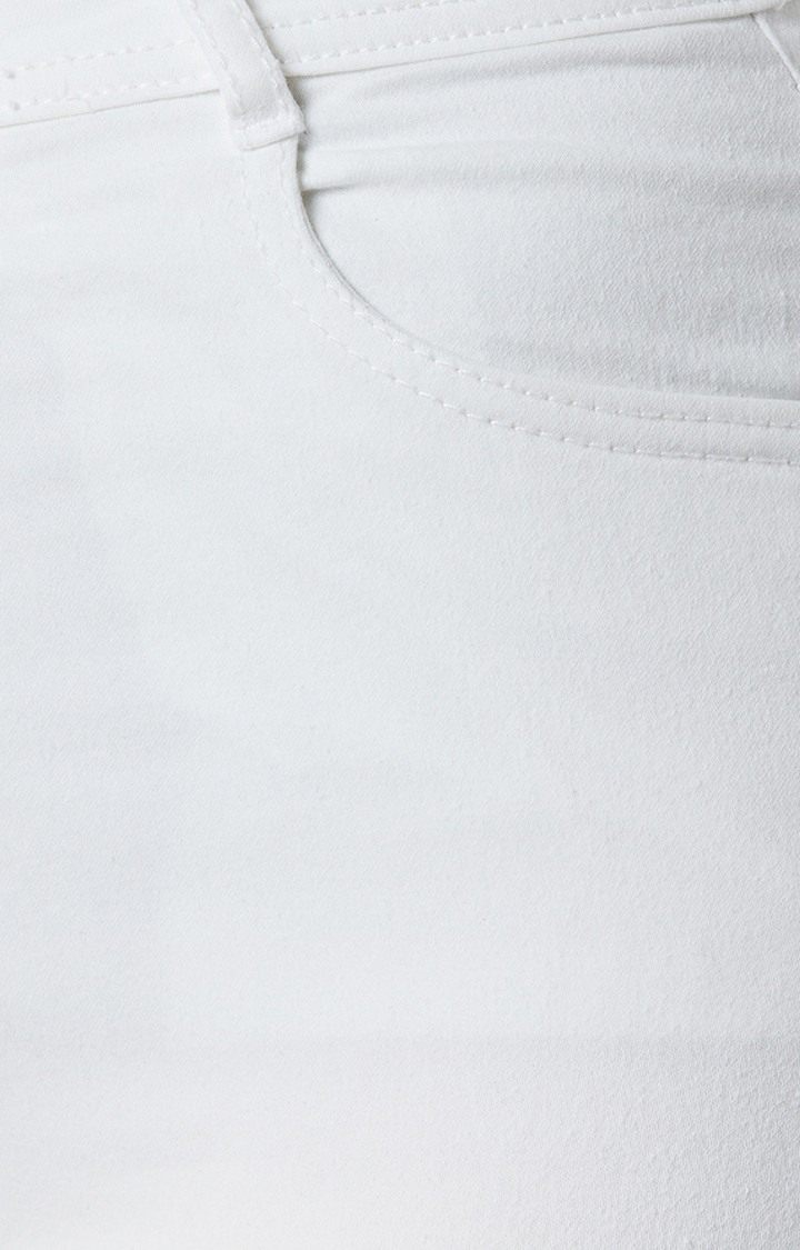 Women's White Solid Skinny Jeans