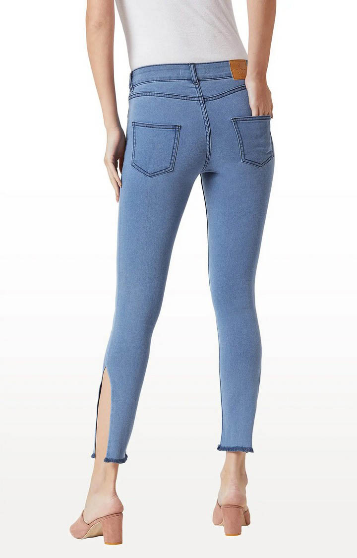 Women's Blue Solid Slim Jeans